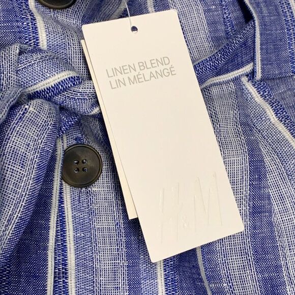 H & M Skirt sz 4 Mini Skirt Wool Blend Blue Striped Length 16.5" New NWT - Picture 6 of 9